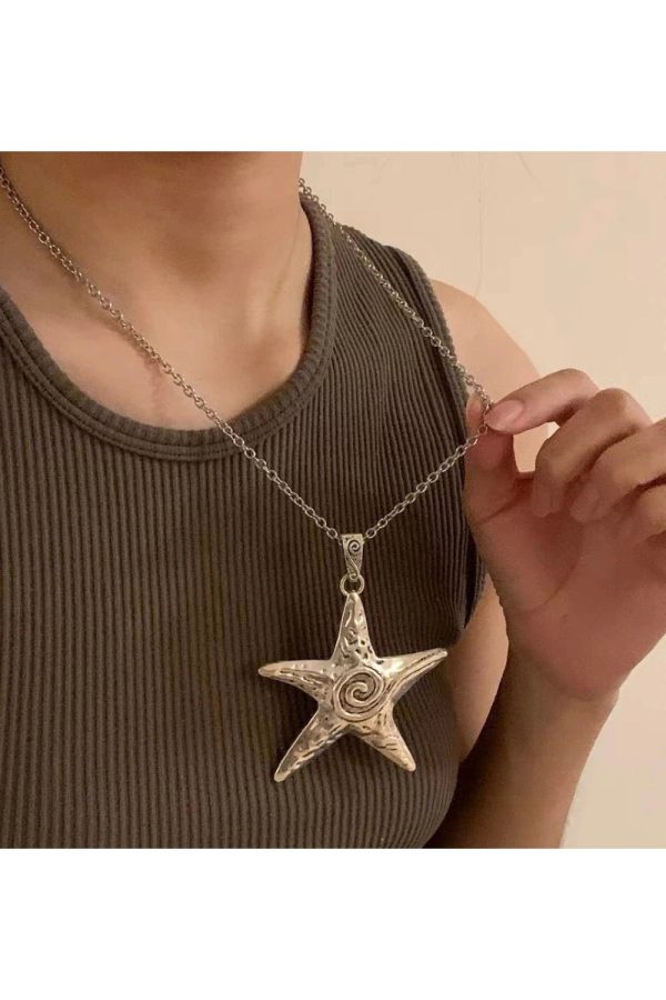 Ocean Spiral Star Pendant Necklace - Perfect for Concerts & Casual Outfits