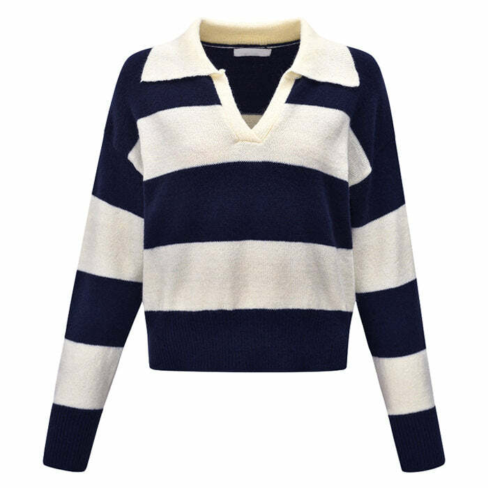 Old Money Striped Pullover - Y2K Fashion, Cute 2000s Outfits, McBling Style