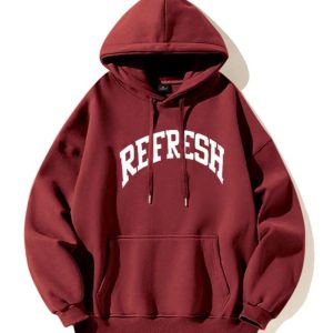 Oversized Maroon Graphic Hoodie - Y2K Fashion, Cute 2000s Outfits, McBling