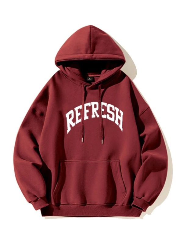 Oversized Maroon Graphic Hoodie - Y2K Fashion, Cute 2000s Outfits, McBling