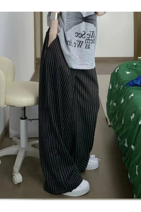 Oversized Striped Palazzo Pants - Cute 2000s Outfits & Y2K Fashion