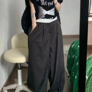 Oversized Striped Palazzo Pants - Cute 2000s Outfits & Y2K Fashion