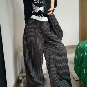 Oversized Striped Palazzo Pants - Cute 2000s Outfits & Y2K Fashion