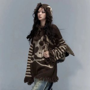 Panda Punk Fringed Sweater: Trendy Outfit Ideas for Concerts & Casual Wear