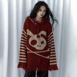 Panda Punk Fringed Sweater: Trendy Outfit Ideas for Concerts & Casual Wear