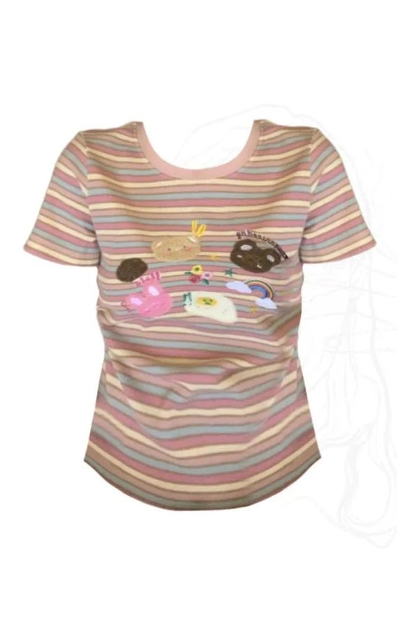 Pastel Breakfast Striped Top: Perfect for Spring Outfits & Casual Looks