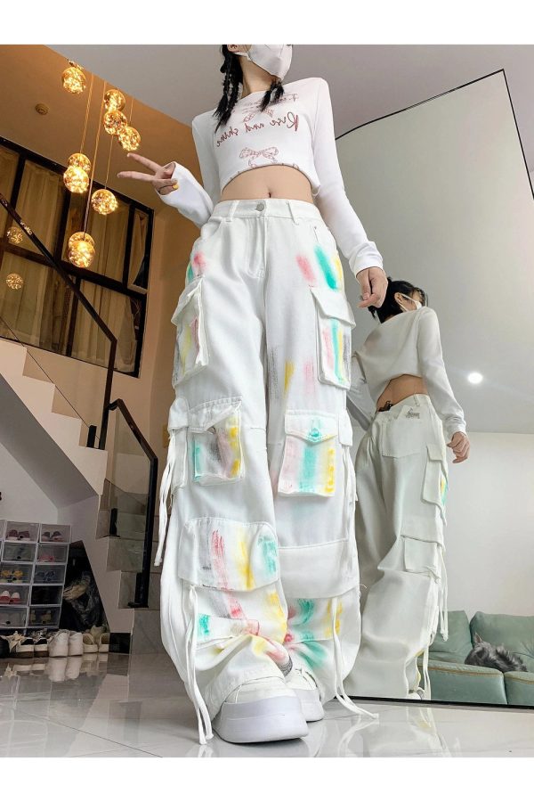 Pastel Graffiti Cargo Pants: Trendy Outfit Ideas for Spring & Beyond