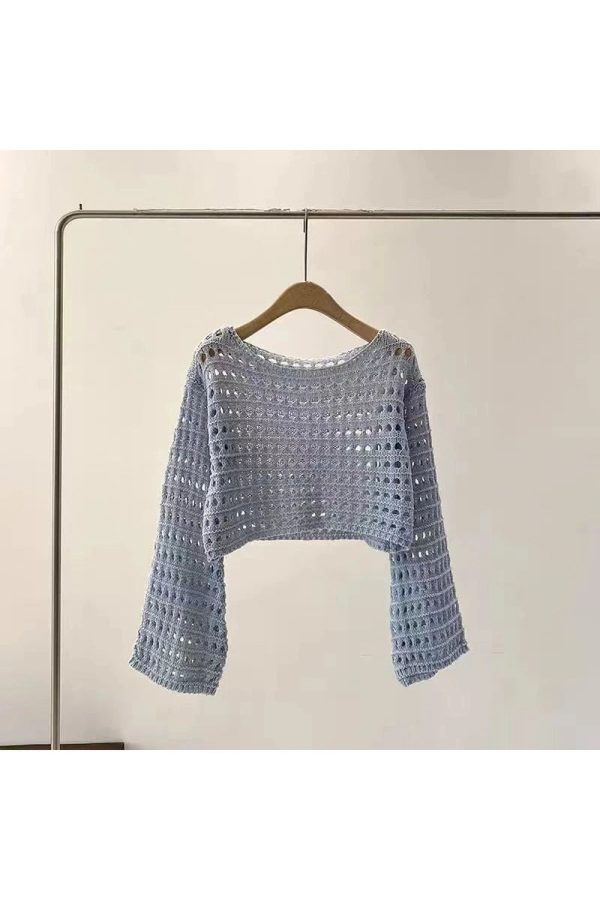 Pastel Open-Knit Cropped Sweater: Perfect for Spring Outfits & Concerts