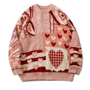 Patchwork Heart Oversized Sweater: Trendy Outfit Ideas for Every Occasion