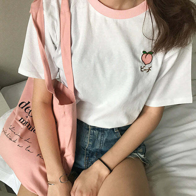 Peach Tee - Cute 2000s Outfits, Y2K Fashion, Juicy Couture Style