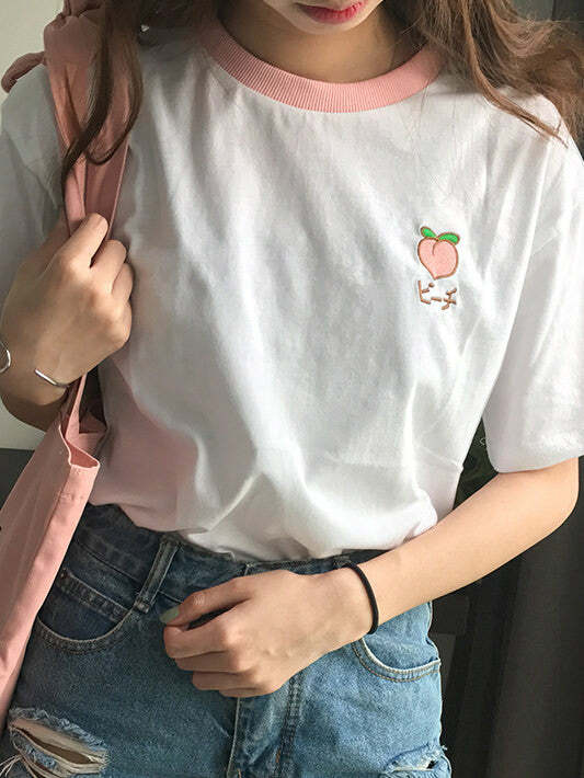 Peach Tee - Cute 2000s Outfits, Y2K Fashion, Juicy Couture Style