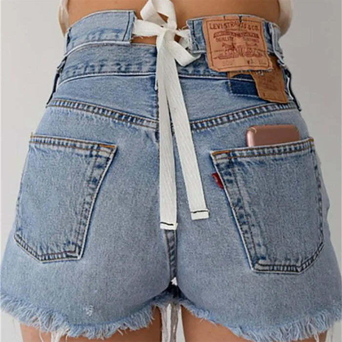 Permanent Vacation Bow Tie Denim Shorts | Cute 2000s Outfits & Y2K Fashion