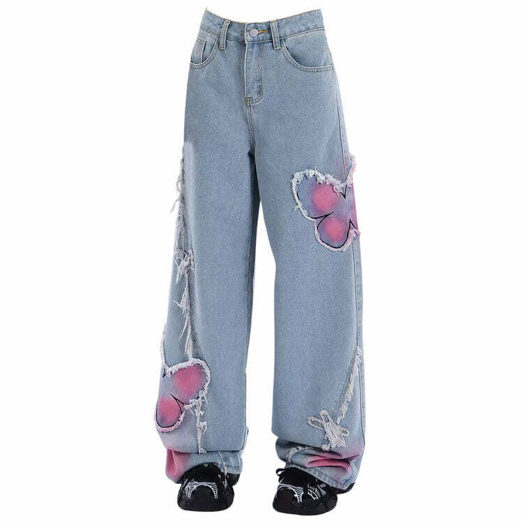 Pink Butterfly Wide Leg Jeans: Trendy Outfit Ideas for Every Occasion