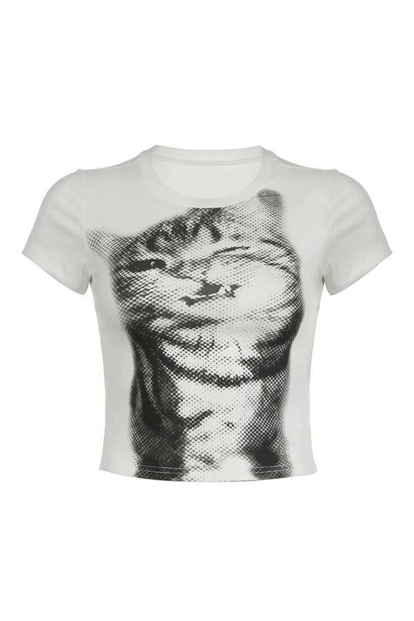 Pixelated Cat Graphic Crop Top: Trendy Outfit Ideas for Every Occasion