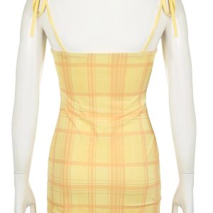 Plaid Lace-Trim Sweetheart Dress: Perfect for Spring Outfits & Date Nights