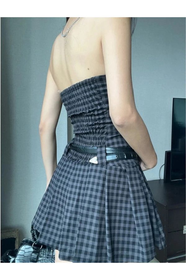 Plaid Strapless Skater Dress: Perfect for Spring Outfits & Date Nights