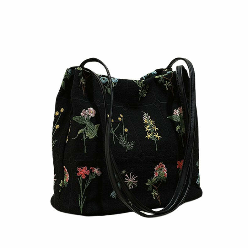 Plant Mom Aesthetic Flower Embroidery Bag | Cute 2000s Outfits & Y2k Fashion