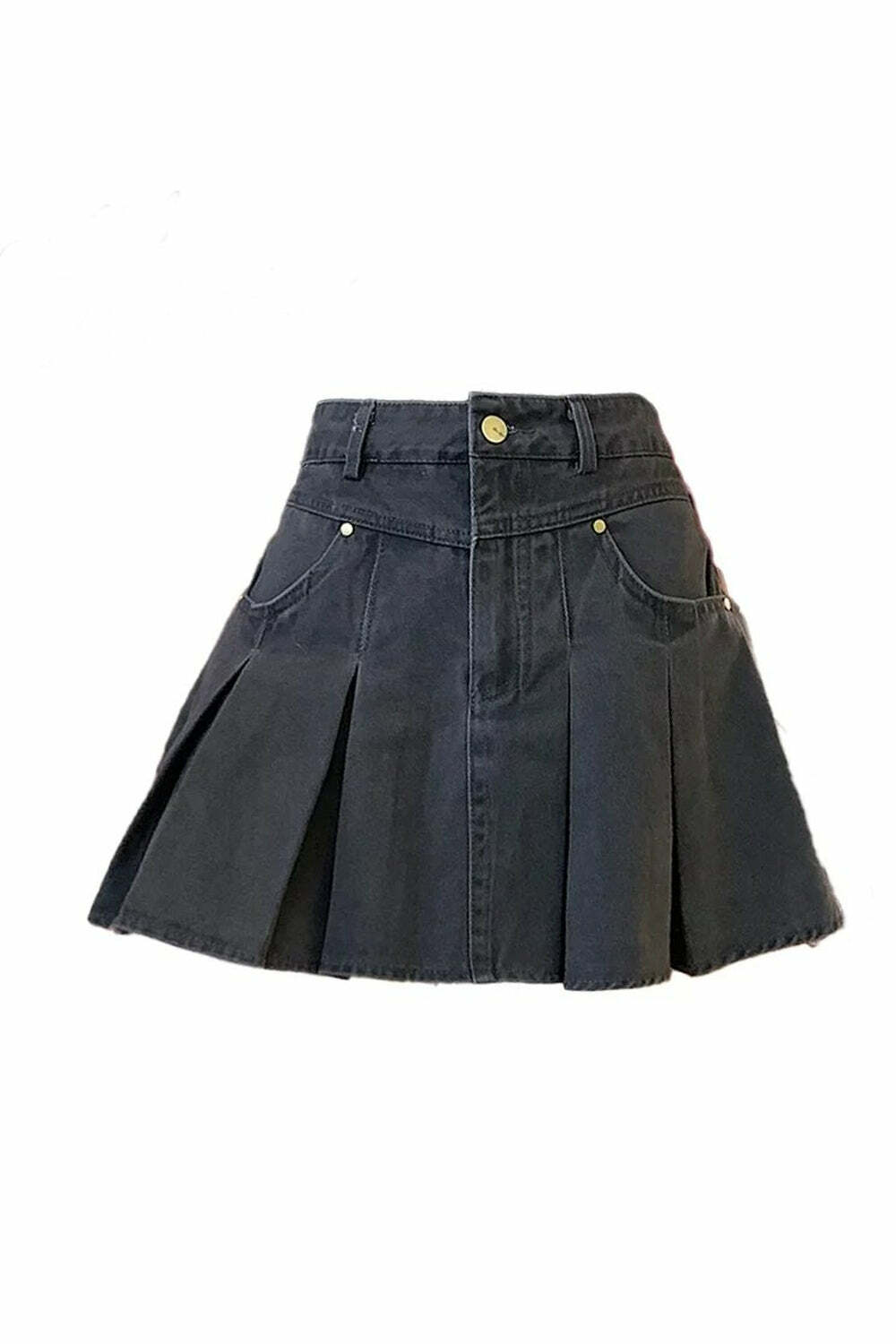 Pleated High-Waisted Denim Skirt - Cute 2000s Outfits & Y2K Fashion