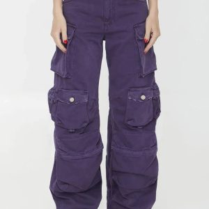 Plum Surge Pocket Pants - Cute 2000s Outfits, Y2K Fashion Inspiration