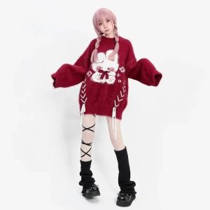 Plush Bunny Dream Sweater - Cute 2000s Outfits & Y2K Fashion Inspiration