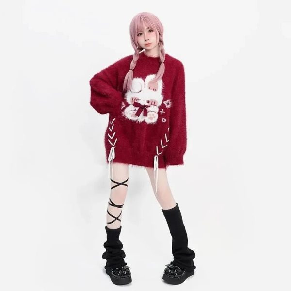 Plush Bunny Dream Sweater - Cute 2000s Outfits & Y2K Fashion Inspiration