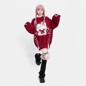 Plush Bunny Dream Sweater - Cute 2000s Outfits & Y2K Fashion Inspiration