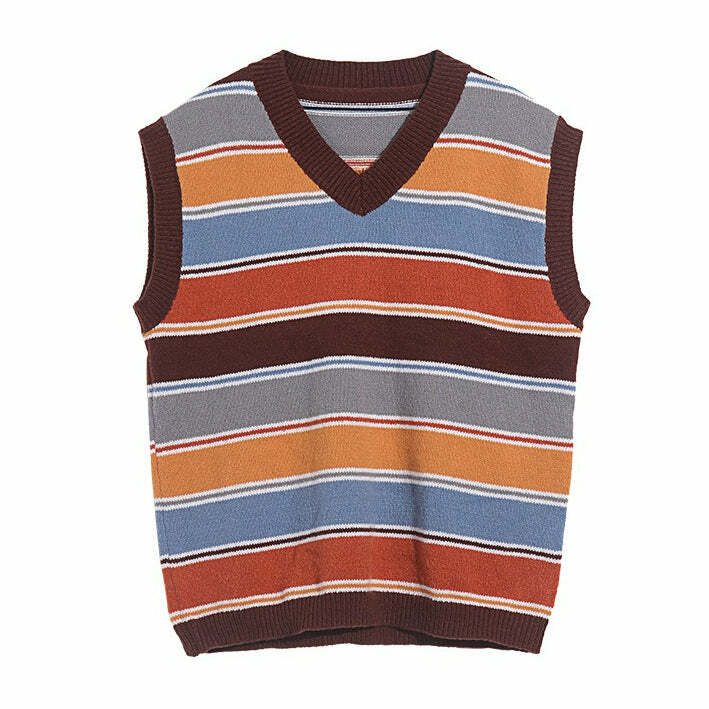 Prep School Striped Knit Vest - Cute 2000s Outfits & Y2K Fashion Inspiration