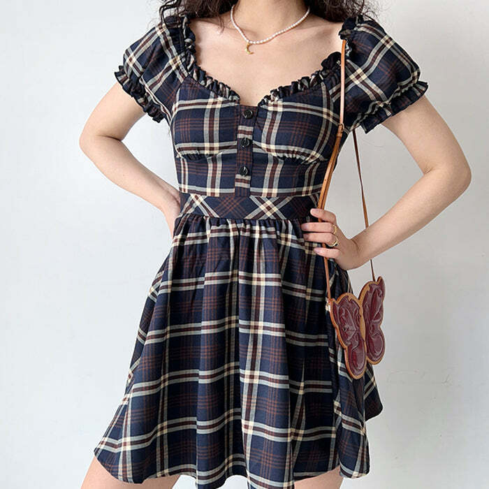 Preppy Aesthetic Plaid Dress - Cute 2000s Outfits & Y2K Fashion Inspiration