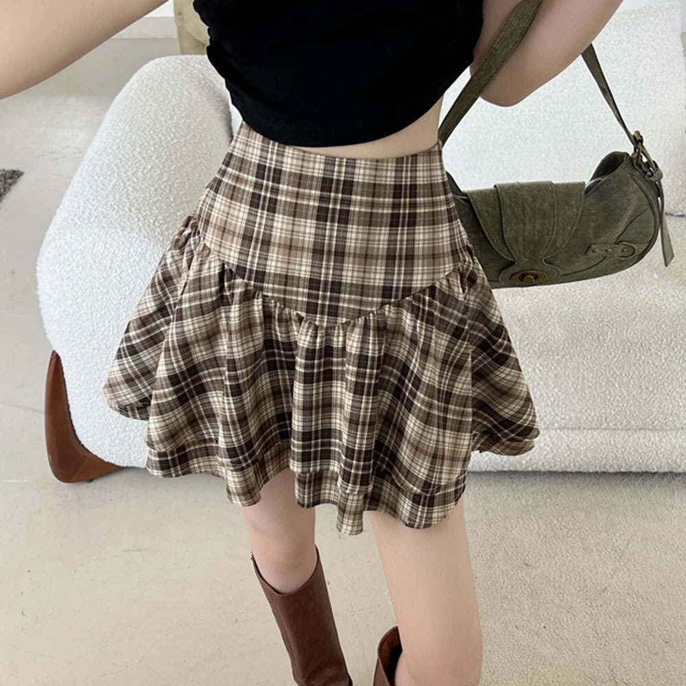 Preppy Aesthetic Plaid Ruffle Mini Skirt - Cute Outfit Ideas & Fashion Outfits