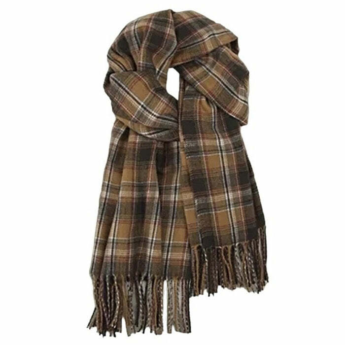 Preppy Aesthetic Plaid Scarf: Perfect for Spring Outfits & Concert Looks