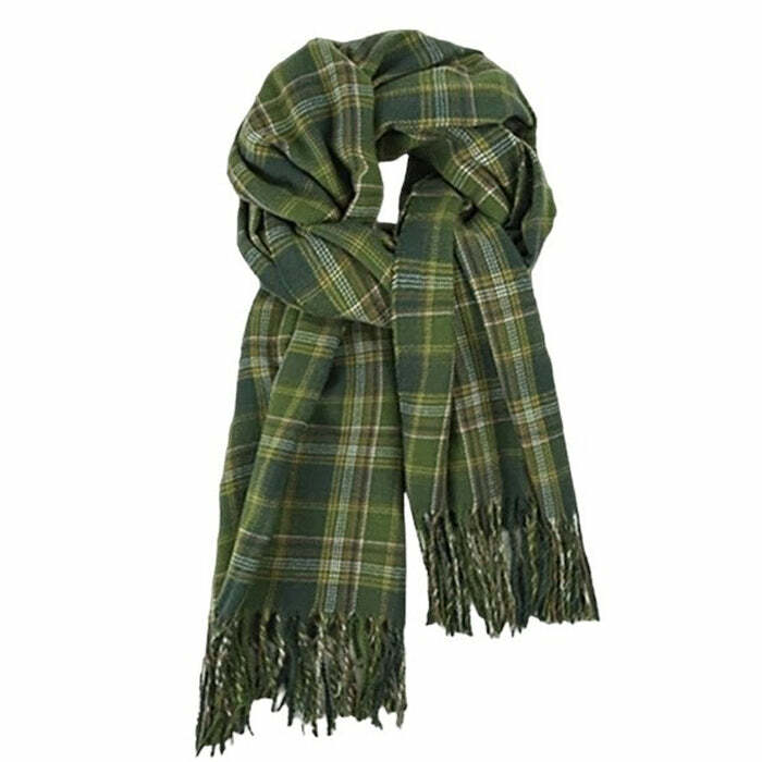 Preppy Aesthetic Plaid Scarf: Perfect for Spring Outfits & Concert Looks