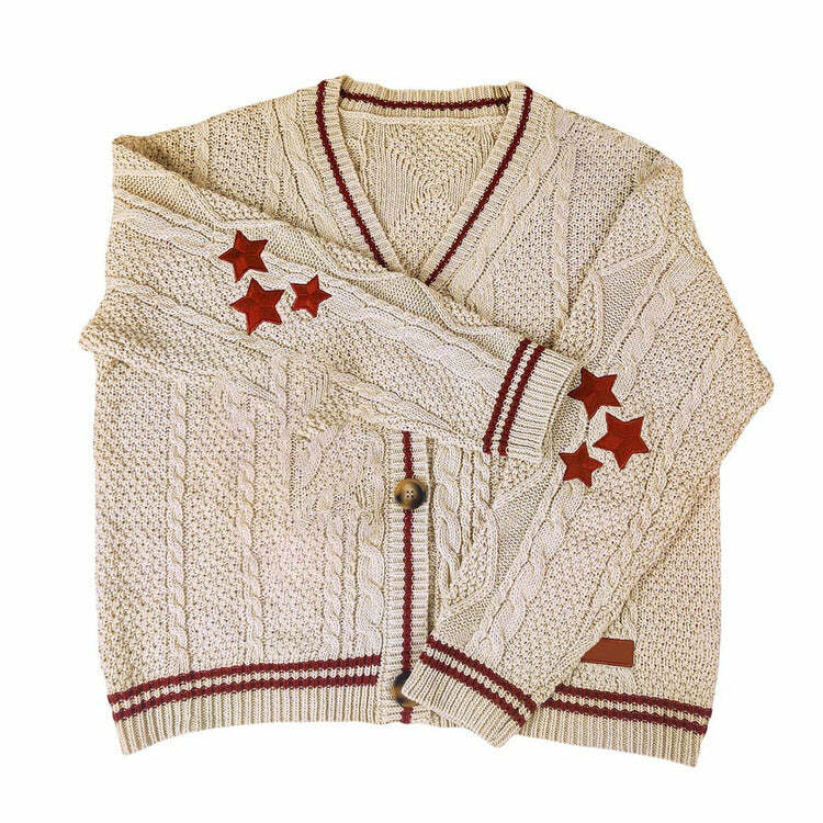 Preppy Aesthetic Star Cardigan: Perfect for Spring Outfits & Concerts