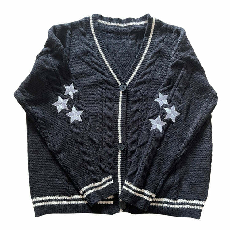 Preppy Aesthetic Star Cardigan: Perfect for Spring Outfits & Concerts