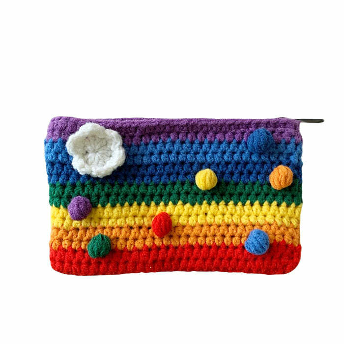 Rainbow Knitted Purse: Perfect for Concert Outfits & Spring Outfit Ideas