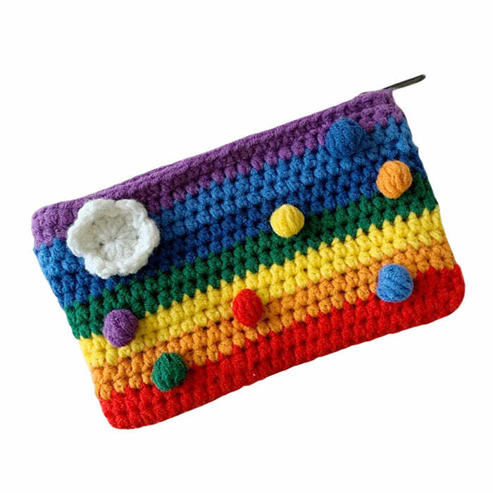 Rainbow Knitted Purse: Perfect for Concert Outfits & Spring Outfit Ideas