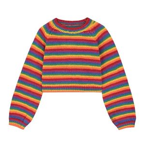 Rainbow Stripes Cropped Sweater - Cute 2000s Outfits & Y2K Fashion