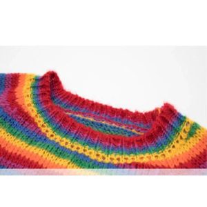 Rainbow Stripes Cropped Sweater - Cute 2000s Outfits & Y2K Fashion