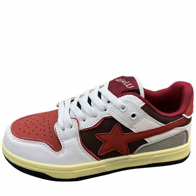 Red & Grey Shooting Star Sneakers: Perfect for Concerts & Casual Outfits