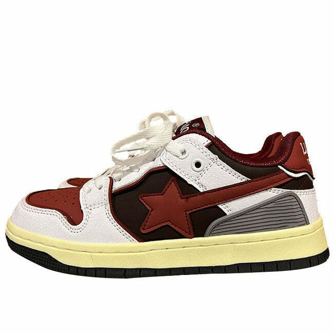 Red & Grey Shooting Star Sneakers: Perfect for Concerts & Casual Outfits