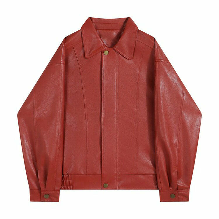 Red Grunge Leather Jacket: Perfect for Concerts, Casual Outfits