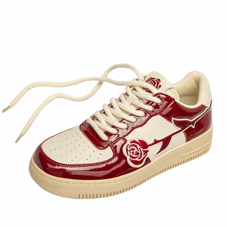 Red Rose Aesthetic Sneakers: Perfect for Concerts, Casual Outfits