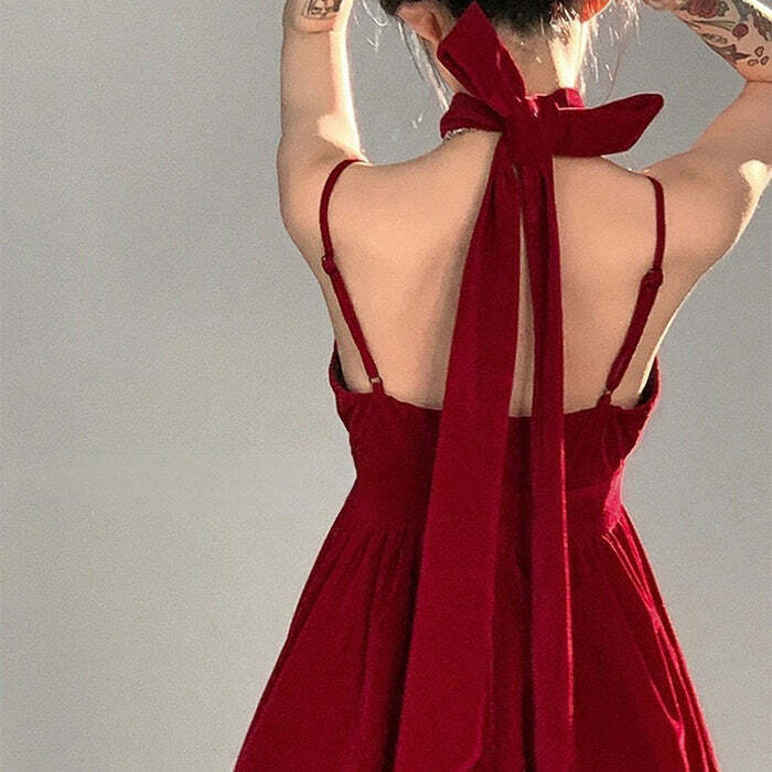 Red Velvet Halter Dress: Perfect for Prom, Date Night & Spring Outfits