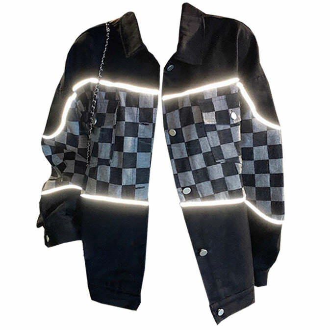 Reflective Checker Jacket: Trendy Outfit Ideas for Concerts & Casual Wear