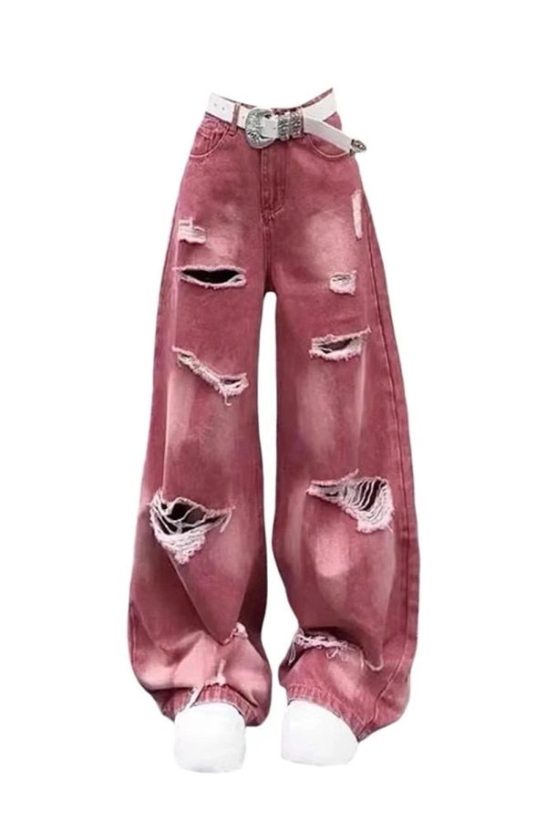 Retro Rose Distressed Baggy Jeans: Trendy Outfit Ideas for Every Occasion