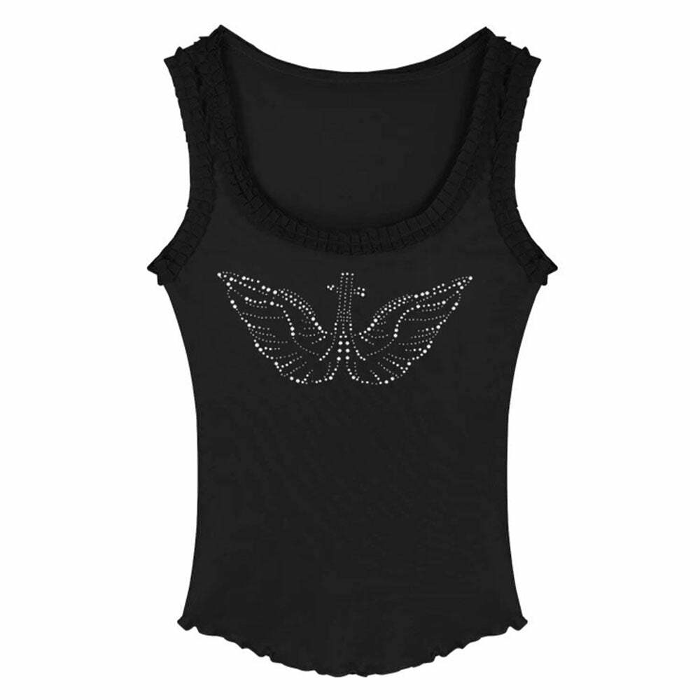 Rhinestone Angel Wings Tank Top: Trendy Outfit Ideas for Every Occasion