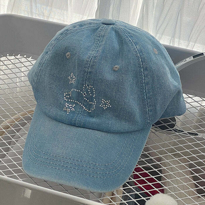 Rhinestone Bunny Y2K Denim Cap: Trendy Outfit Ideas for Spring & Beyond