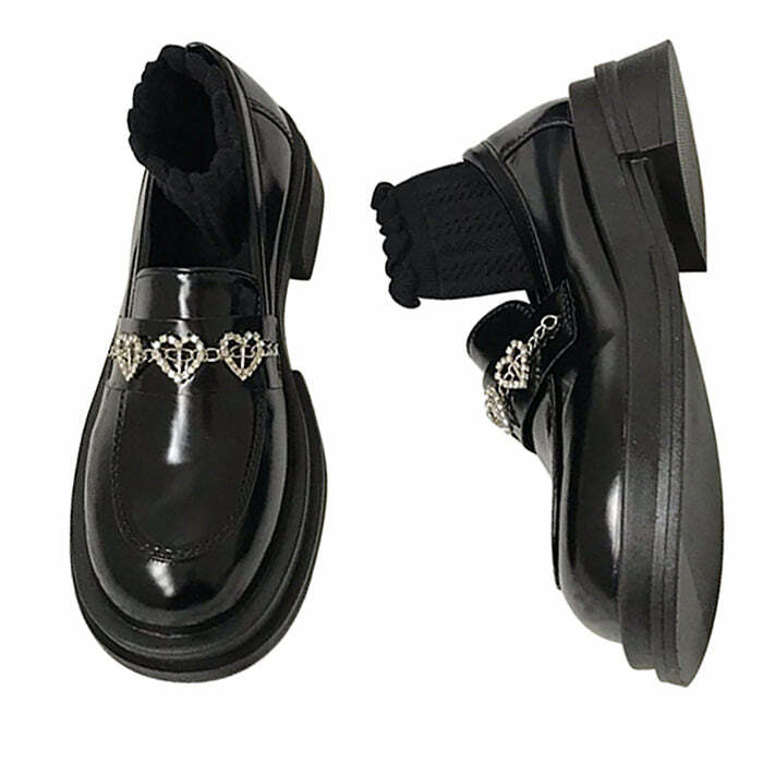 Rhinestone Heart Loafers: Perfect for Concert Outfits & Dress to Impress