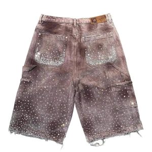 Rhinestone Studded Distressed Denim Shorts: Trendy Outfit Ideas for Summer