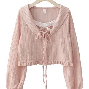 Ribbon Charm Cropped Blouse - Cute 2000s Outfits & Y2K Fashion Inspiration