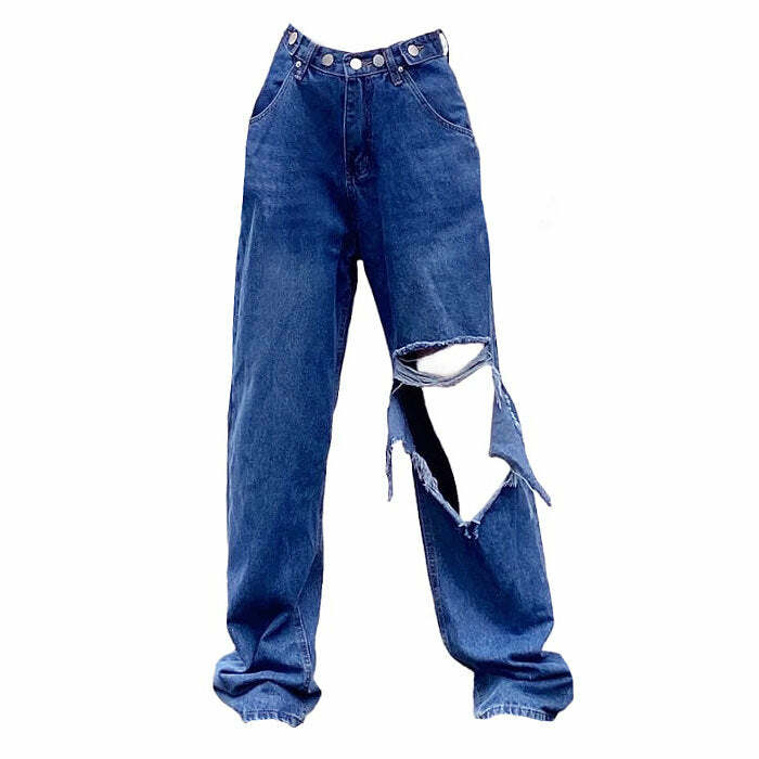 Ripped Baggy Jeans - Cute 2000s Outfits, Y2K Fashion Inspiration, Mcbling Style